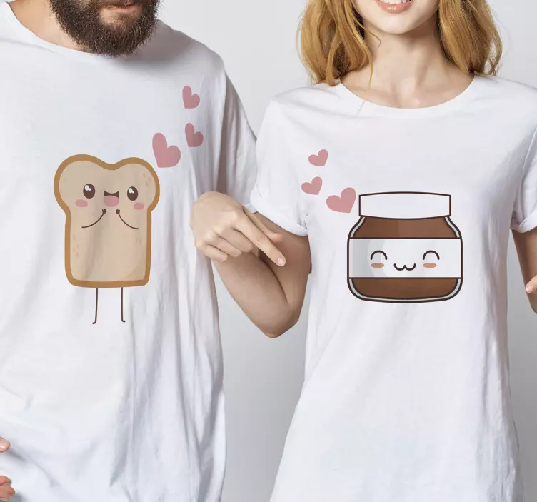 Bread and Nutella matching couple t shirts - TenStickers