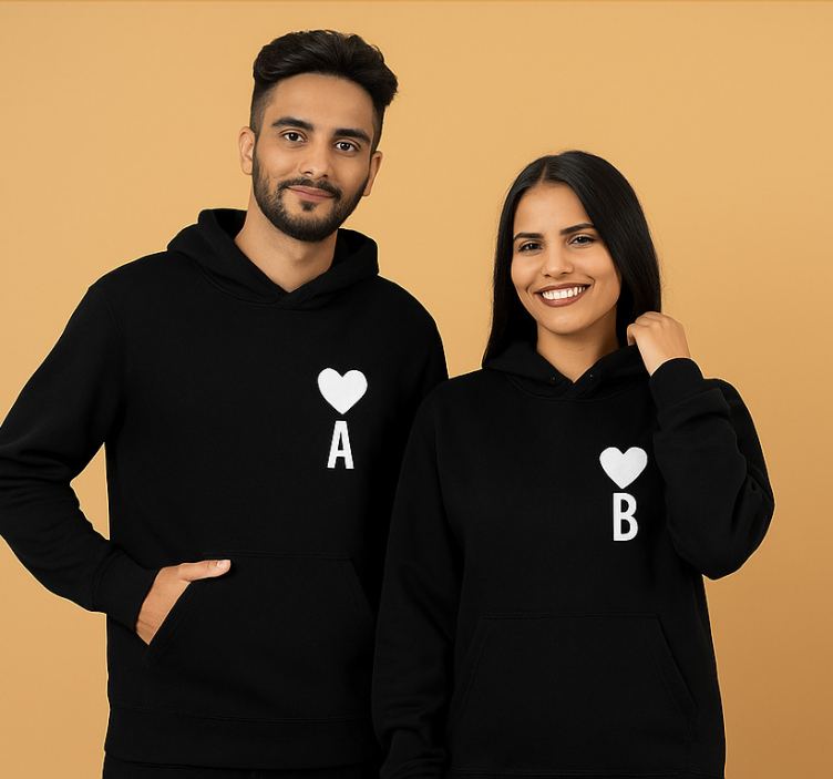 Custom name initials and heart hoodie - TenStickers