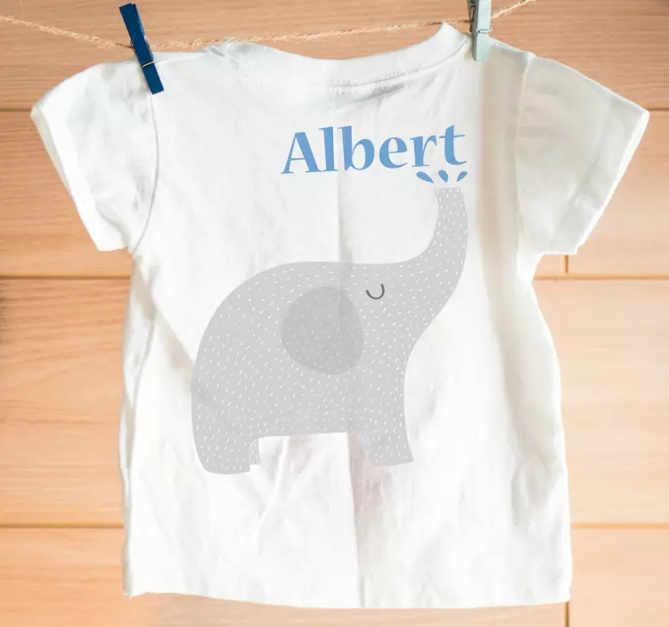 Baby elephant with name baby t-shirt - TenStickers