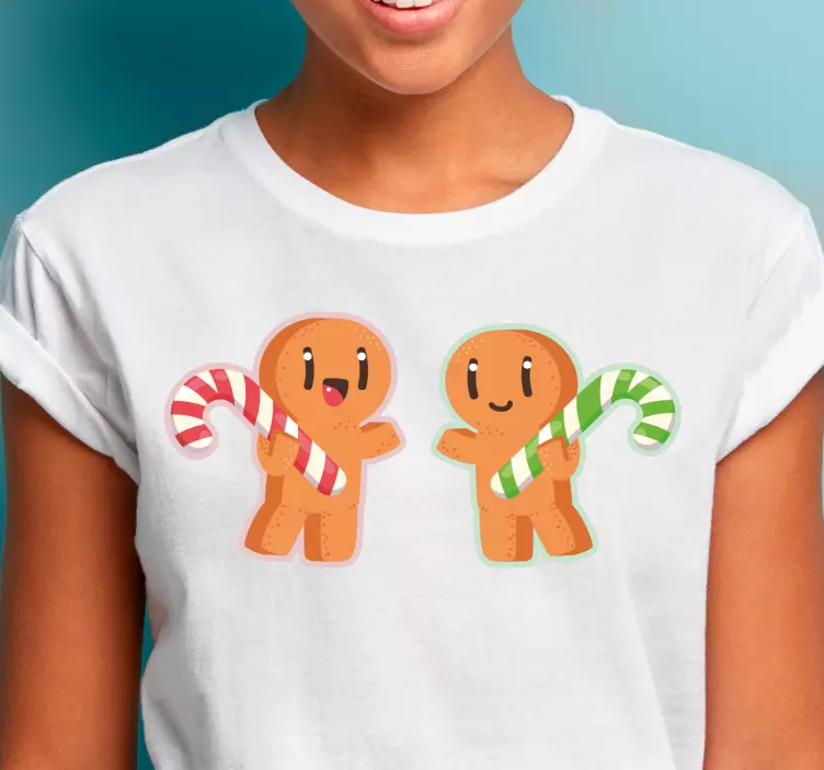 Dancing gingerman candy cane Christmas t-shirt - TenStickers
