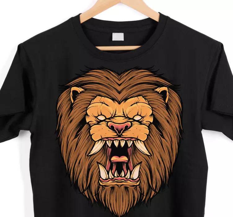Hand drawn fierce lion tee t-shirt - TenStickers