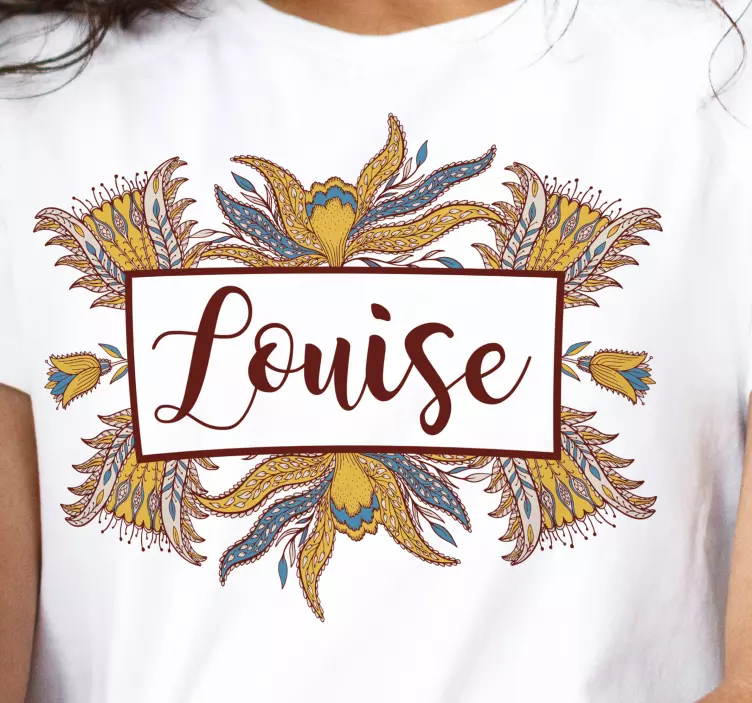 Flower decorated design t-shirt with name - TenStickers