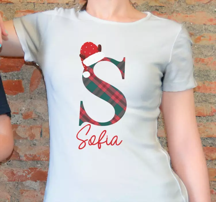 Initial lettering with name Christmas t-shirt - TenStickers