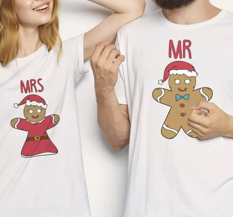 Mr and mrs gingerbread couple christmas t-shirts - TenStickers