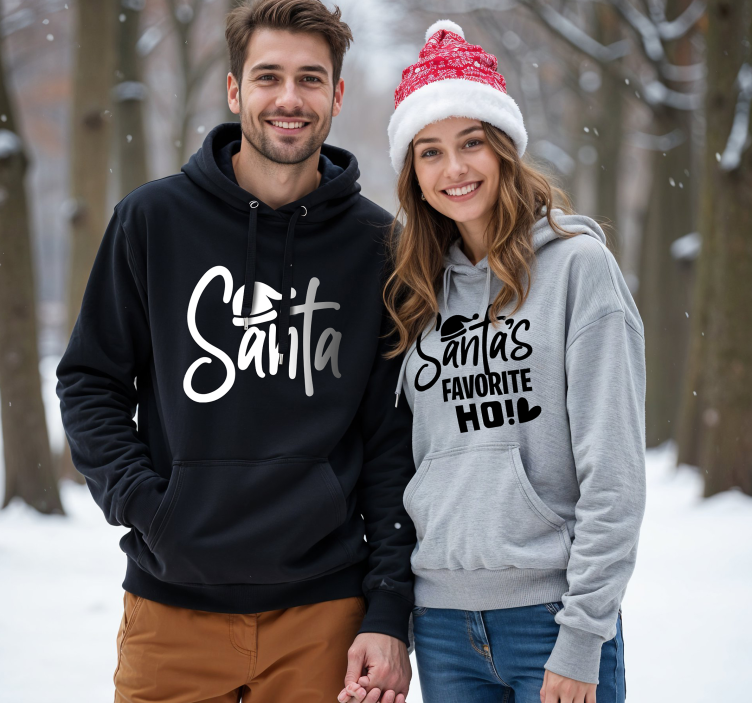 Santa's favorite Ho couple t-shirts - TenStickers
