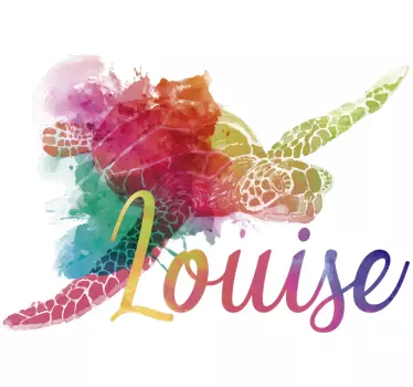 Colorful turtles with names couple t-shirts - TenStickers