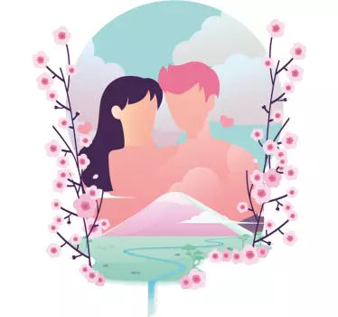 Romantic blossom love couple t-shirts - TenStickers