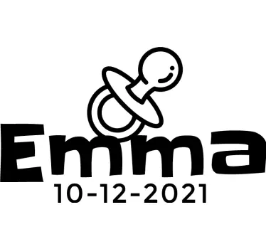 Name, Date and Pacifier Baby shirt - TenStickers