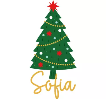 Custom name fir tree design Christmas hoodie - TenStickers