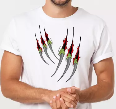 claw scratches red blood Halloween t-shirt - TenStickers