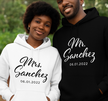 Couple t shirt mr & mrs sanchez - TenStickers