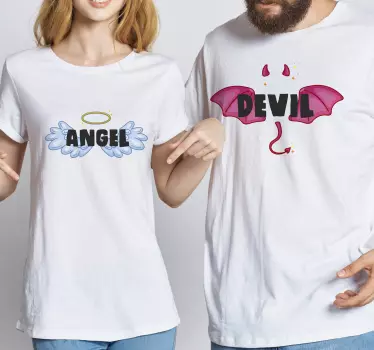 Couple t-shirts angel vs devil - TenStickers