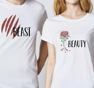 Couple t-shirts beauty and beast theme - TenStickers