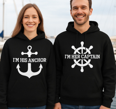 Couple t-shirts captain and anchor design - TenStickers