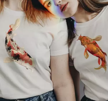 Couple t-shirts colorful koi fish design - TenStickers
