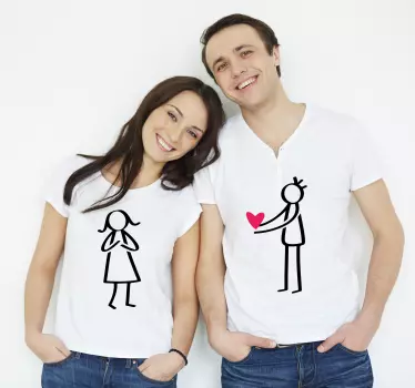 Couple t-shirts couple heart gesture - TenStickers
