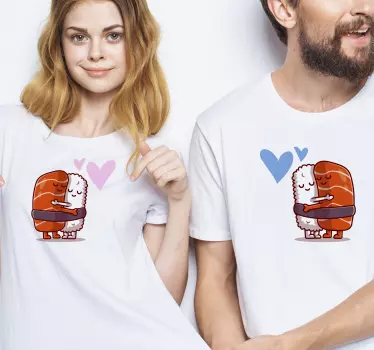 Couple t-shirts cute couple hug - TenStickers