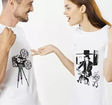 Couple t-shirts film enthusiasts dialogue - TenStickers