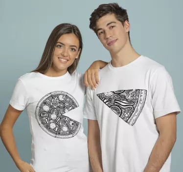 Couple t-shirts fun pizza design - TenStickers