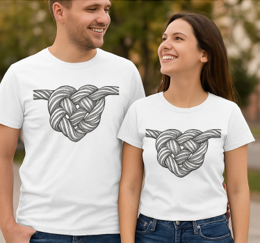 Couple t-shirts heart shaped knot design - TenStickers
