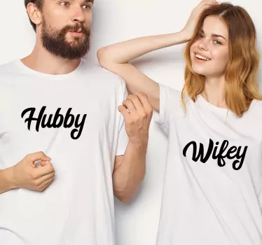 Couple t-shirts hubby wifey matching shirts - TenStickers
