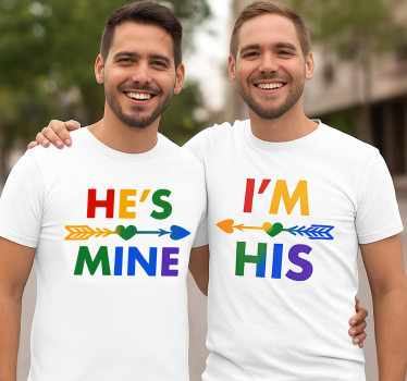 Couple t-shirts lgbt "he's mine" - TenStickers