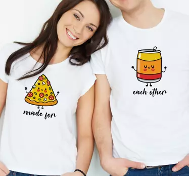 Couple t-shirts pizza and soda together - TenStickers