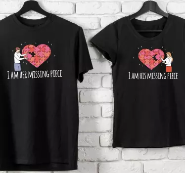 Couple t-shirts puzzle heart connection - TenStickers