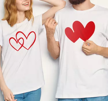 Couple t-shirts red heart couple style - TenStickers