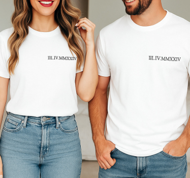 Couple t-shirts with matching roman numerals - TenStickers
