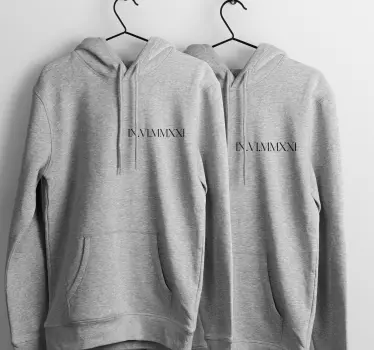 Personalised roman date couple hoodies - TenStickers
