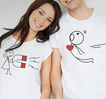 Doodle heart magnet couple t shirts - TenStickers