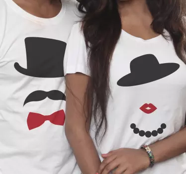 Mouth cartoon moustache matching shirts for couples - TenStickers