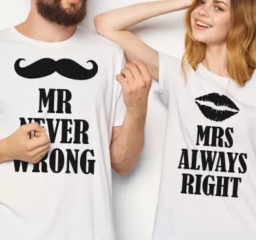 Mr always right mrs never wrong couple t-shirts - TenStickers