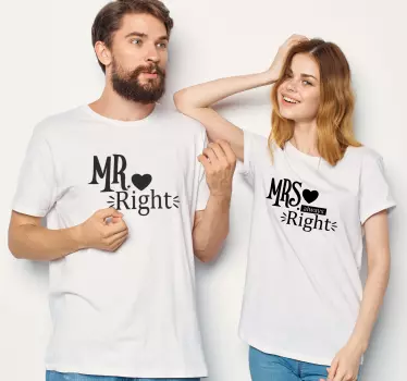 Mrs Right couple t shirts - TenStickers