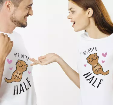 Otter love couples couple t-shirts - TenStickers