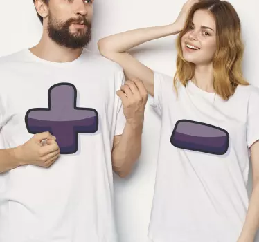 Plus and minus symbols couple t-shirts - TenStickers