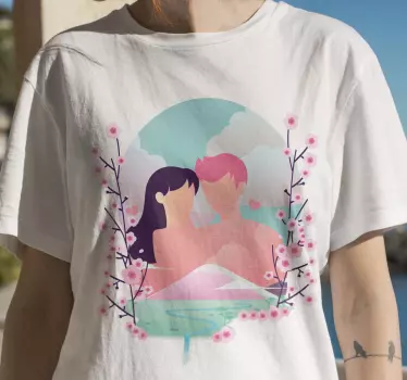Romantic blossom love couple t-shirts - TenStickers