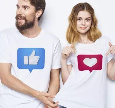 Social media match couple t-shirts - TenStickers