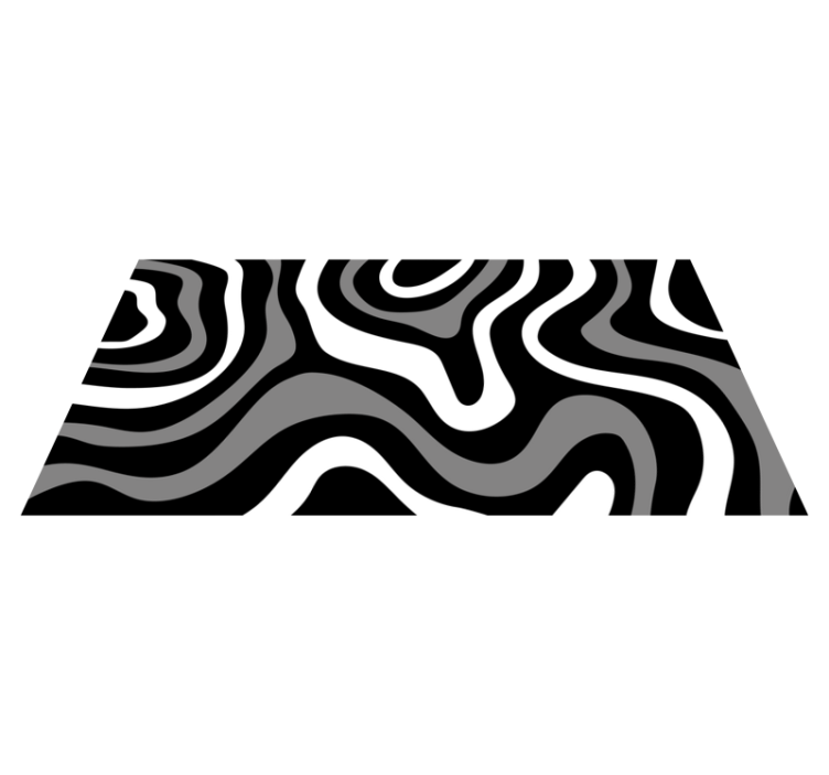 Modern waves black vinyl rug - TenStickers