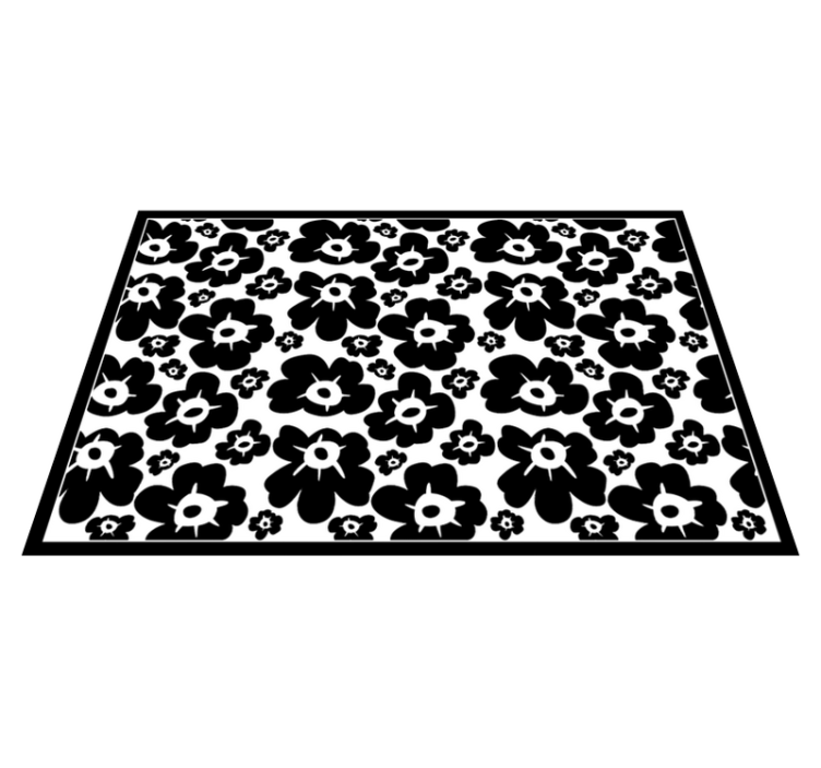 Black poppy floral vinyl rug - TenStickers