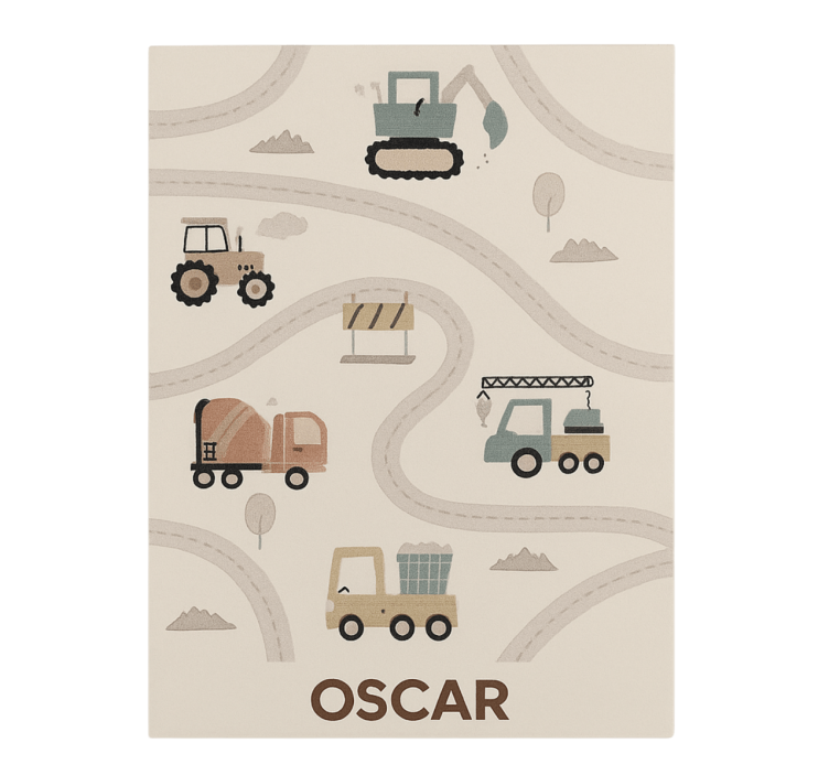 Custom beige construction kids vinyl rug - TenStickers