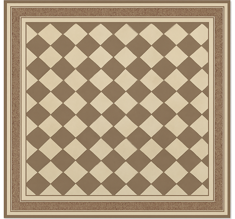 Brown Diamond Grid dining room vinyl rug - TenStickers