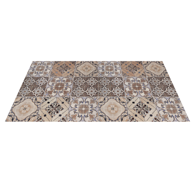 Rust Baroni Kitchen tile vinyl rug - TenStickers