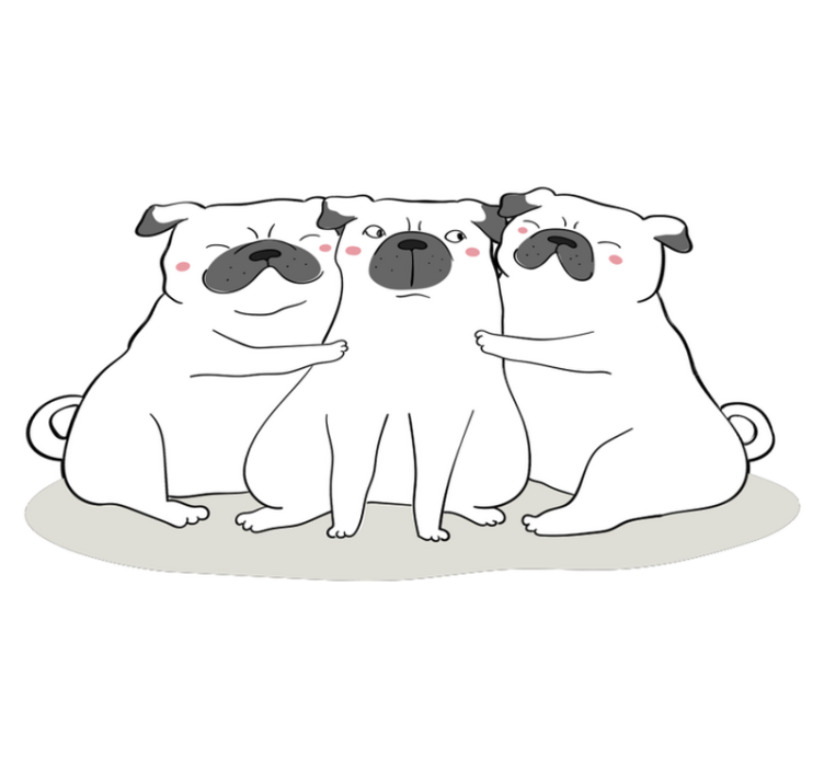 Adorable Pug Trio animal rug - TenStickers