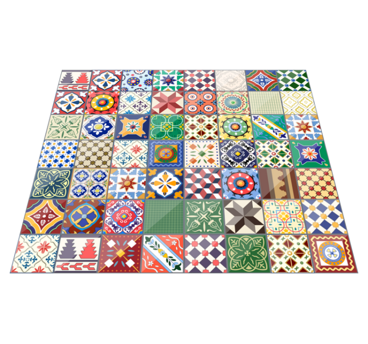 Colourful Mosaic Effect Tile Carpet - TenStickers