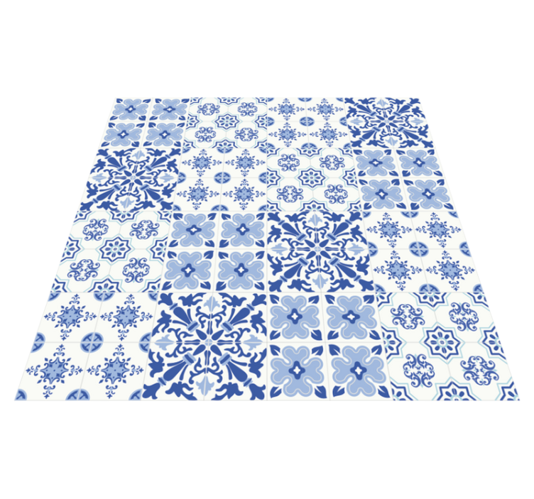 Blue Tile Design Floor Carpet - TenStickers
