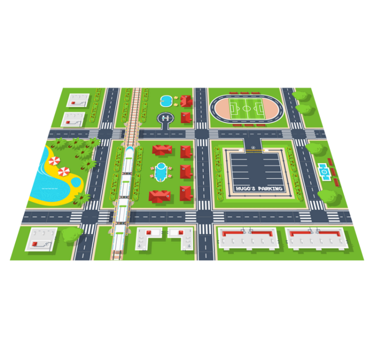 Playful Cityscape road kids vinyl rug - TenStickers