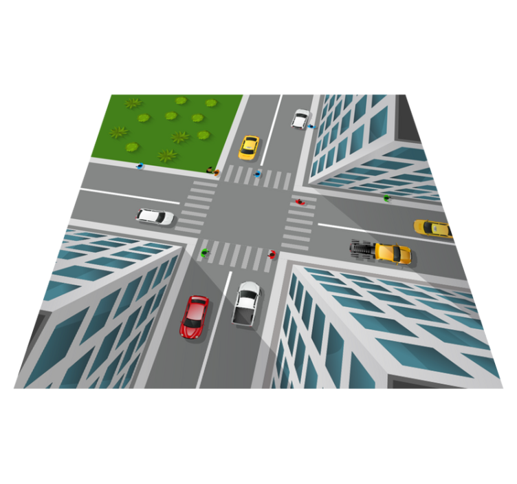 Urban Play Intersection road vinyl rug - TenStickers