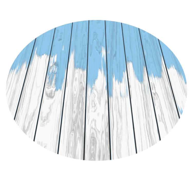 Round white and blue wood effect vinyl rug - TenStickers